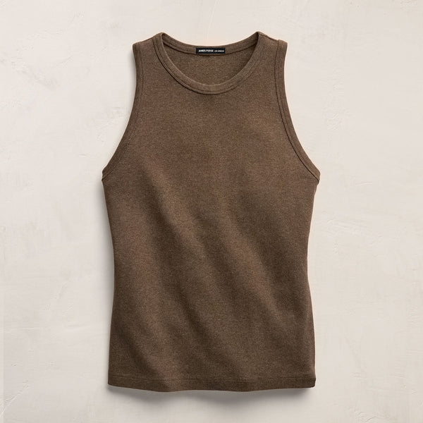 High Crew Tank Top in Brown Melange | James Perse Los Angeles
