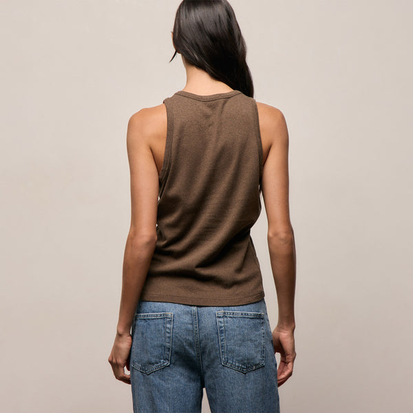 High Crew Tank Top in Brown Melange | James Perse Los Angeles