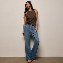 High Crew Tank Top in Brown Melange | James Perse Los Angeles