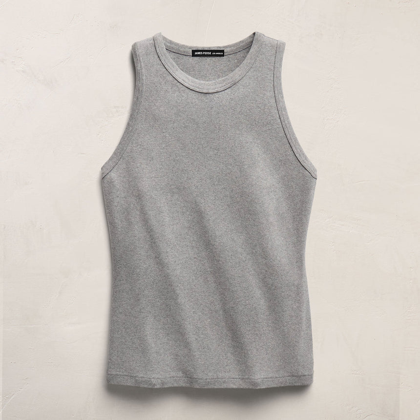 Compact Cotton High Neck Tank in Heather Grey | James Perse Los Angeles