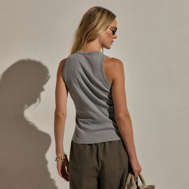 Compact Cotton High Neck Tank in Heather Grey | James Perse Los Angeles
