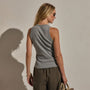 Compact Cotton High Neck Tank in Heather Grey | James Perse Los Angeles