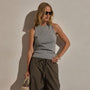 Compact Cotton High Neck Tank in Heather Grey | James Perse Los Angeles