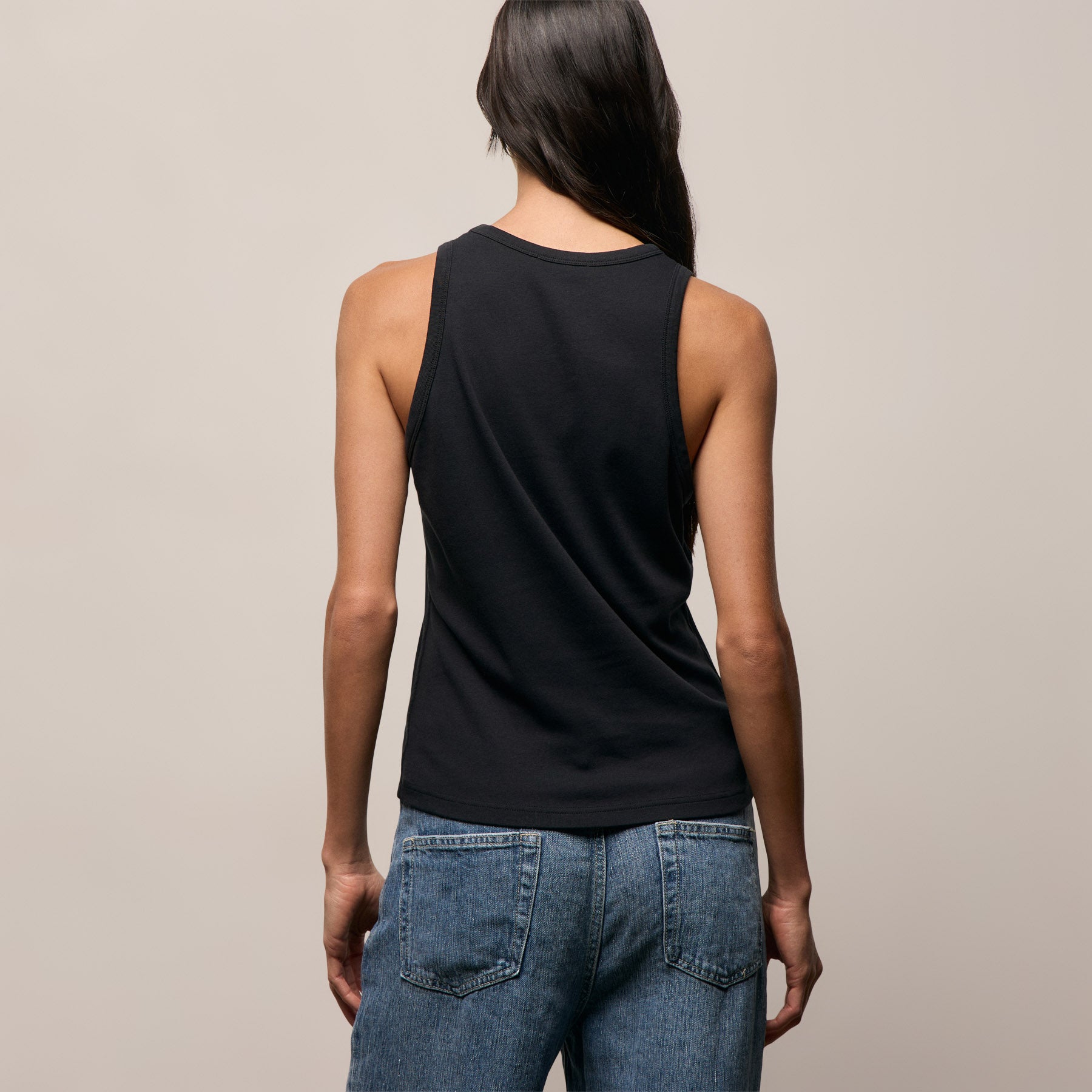 Compact Cotton High Neck Tank In Washed Black | James Perse Los