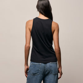 Compact Cotton High Neck Tank in Washed Black | James Perse Los Angeles