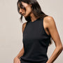 Compact Cotton High Neck Tank in Washed Black | James Perse Los Angeles