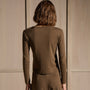 Compact Cotton Soft V Long Sleeve in Brown Melange | James Perse Los Angeles