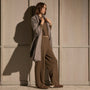 Compact Cotton Soft V Long Sleeve in Brown Melange | James Perse Los Angeles