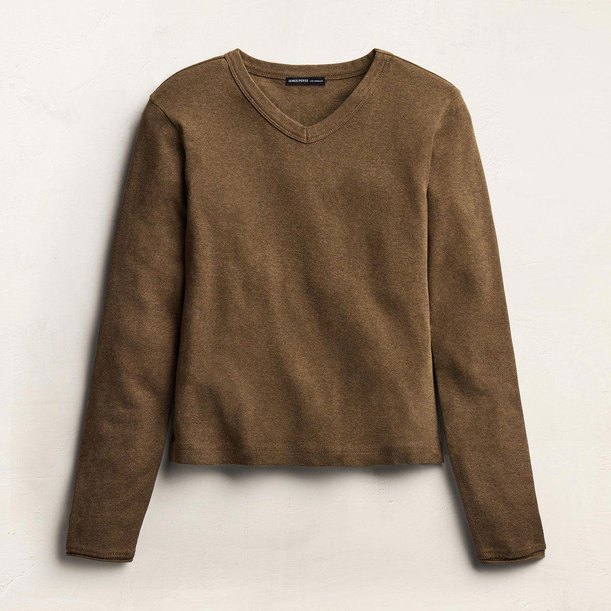 Compact Cotton Soft V Long Sleeve - Brown Melange