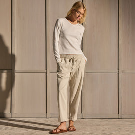 Compact Cotton Soft V Long Sleeve - Off White | James Perse Los Angeles