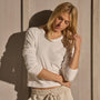 Compact Cotton Soft V Long Sleeve - Off White | James Perse Los Angeles