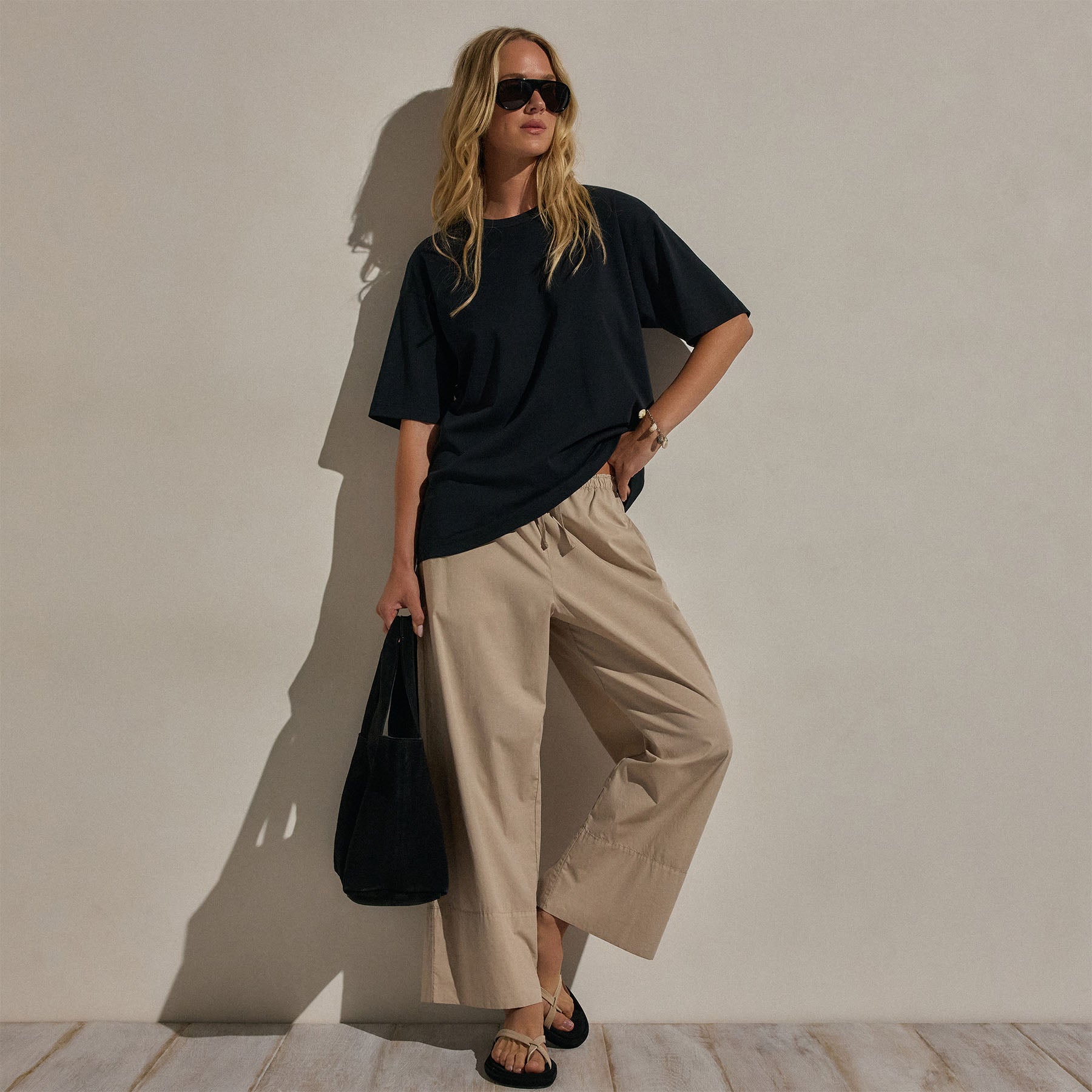 Cotton Jersey Oversized Tee in Black | James Perse Los Angeles