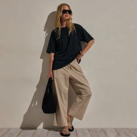 Cotton Jersey Oversized Tee in Black | James Perse Los Angeles