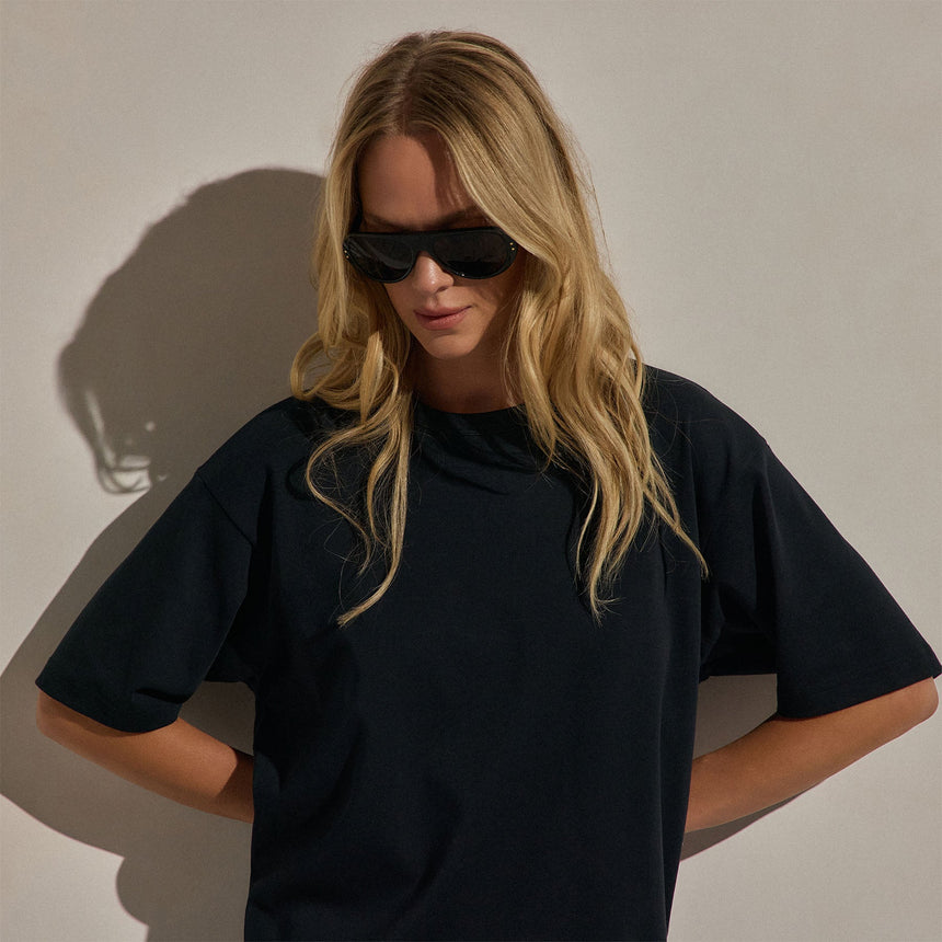 Cotton Jersey Oversized Tee in Black | James Perse Los Angeles