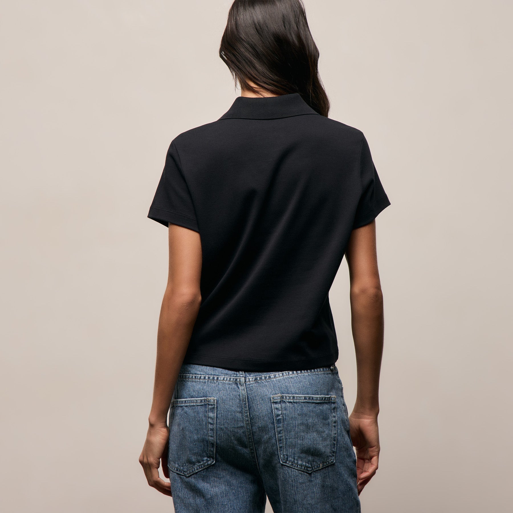 Fitted Polo in Black | James Perse Los Angeles