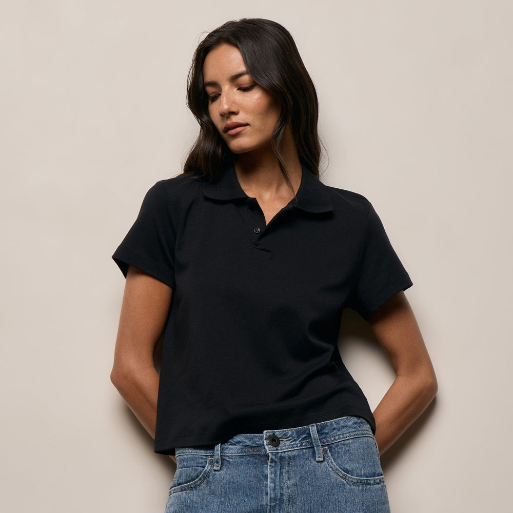 Fitted Polo in Black | James Perse Los Angeles