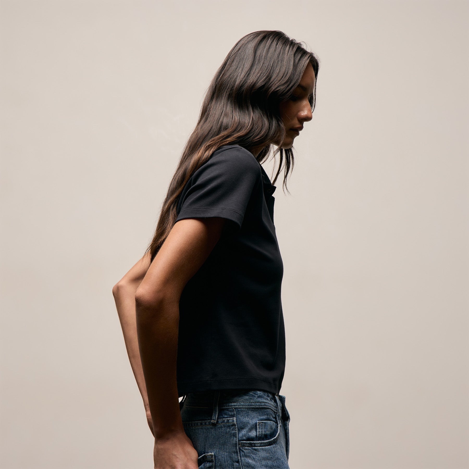 Fitted Polo in Black | James Perse Los Angeles