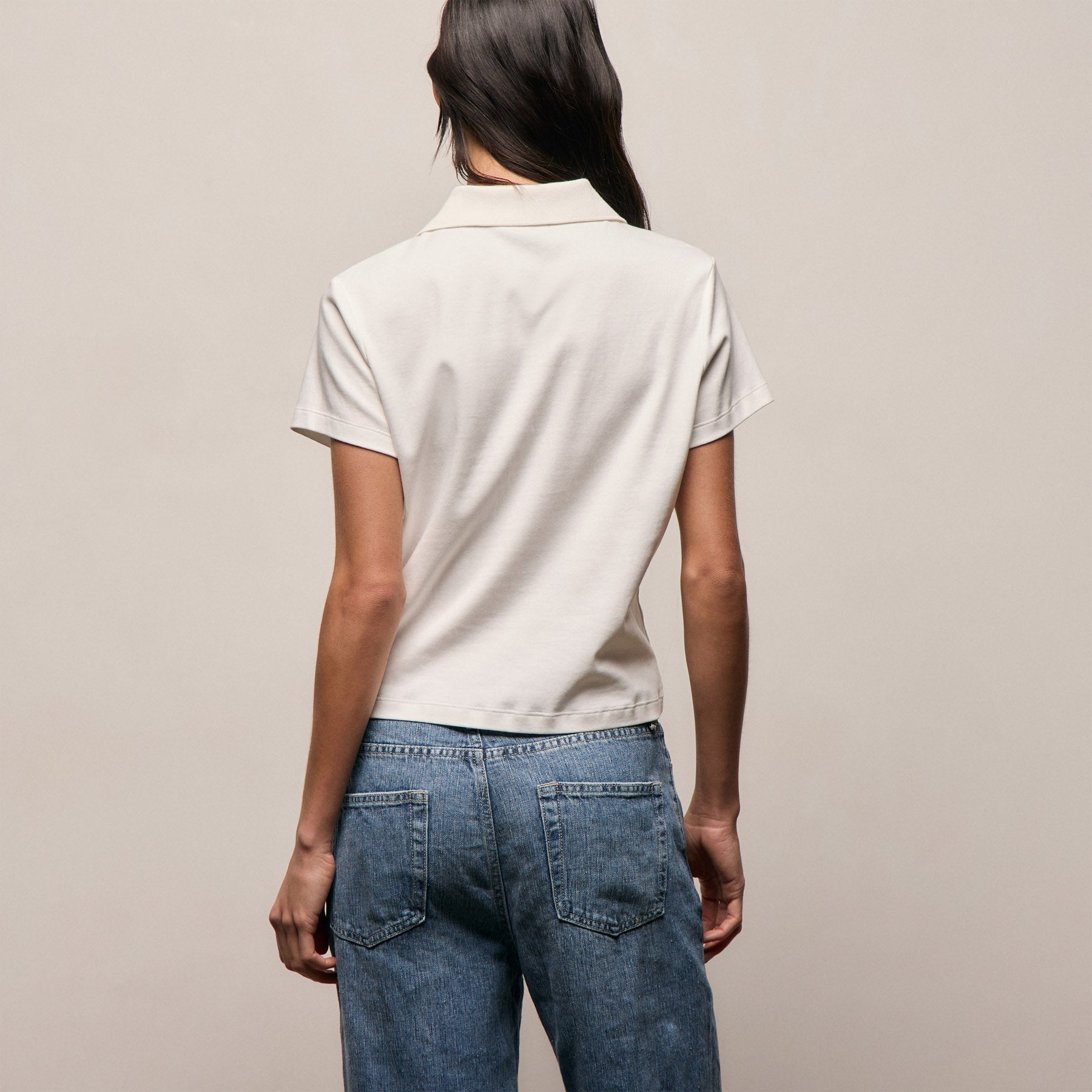 Fitted Polo in Off White | James Perse Los Angeles