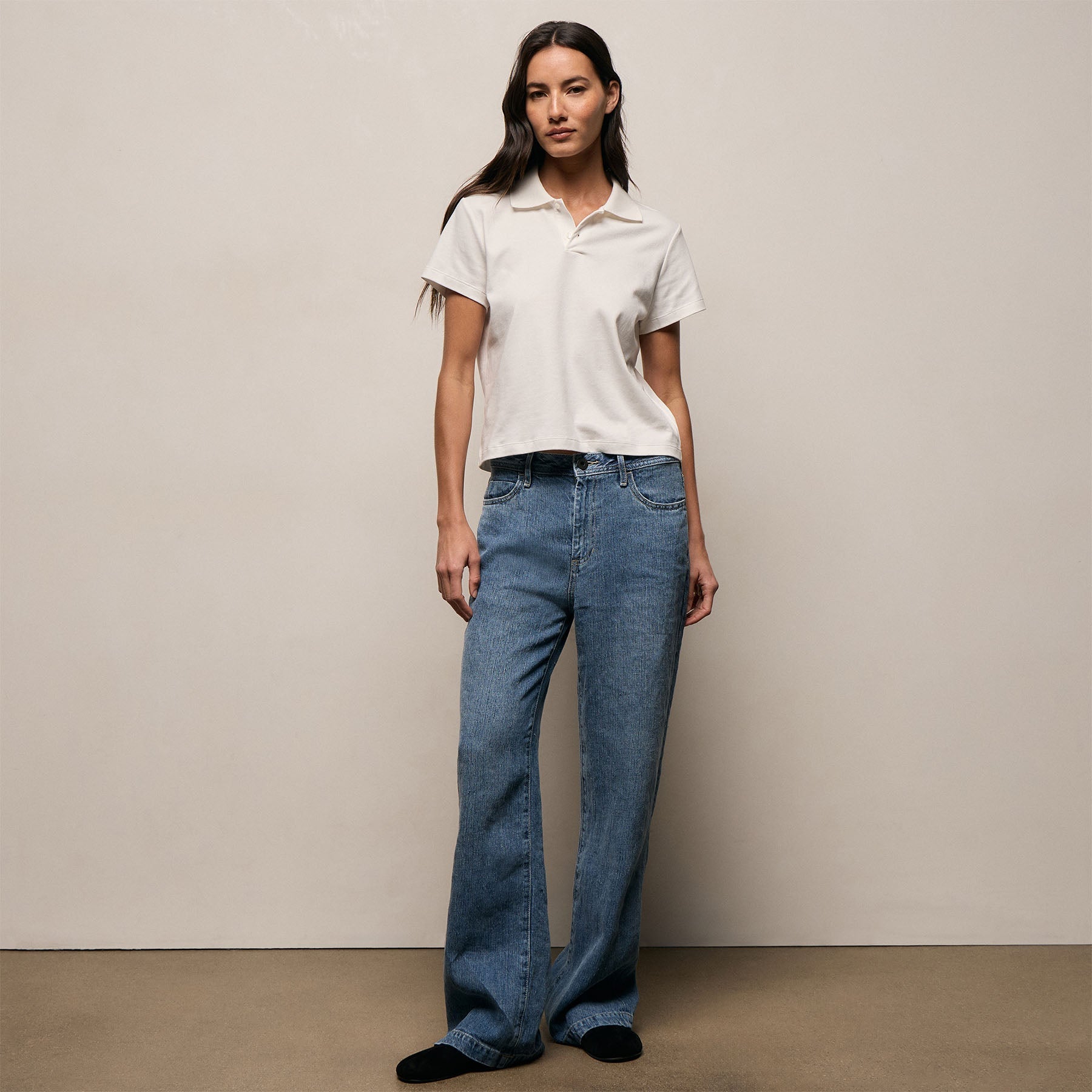 Fitted Polo in Off White | James Perse Los Angeles