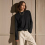 Cotton Jersey Long Sleeve Crew in Black | James Perse Los Angeles