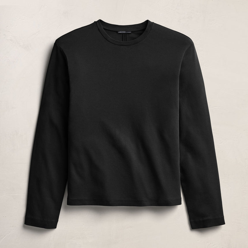 Cotton Jersey Long Sleeve Crew - Black