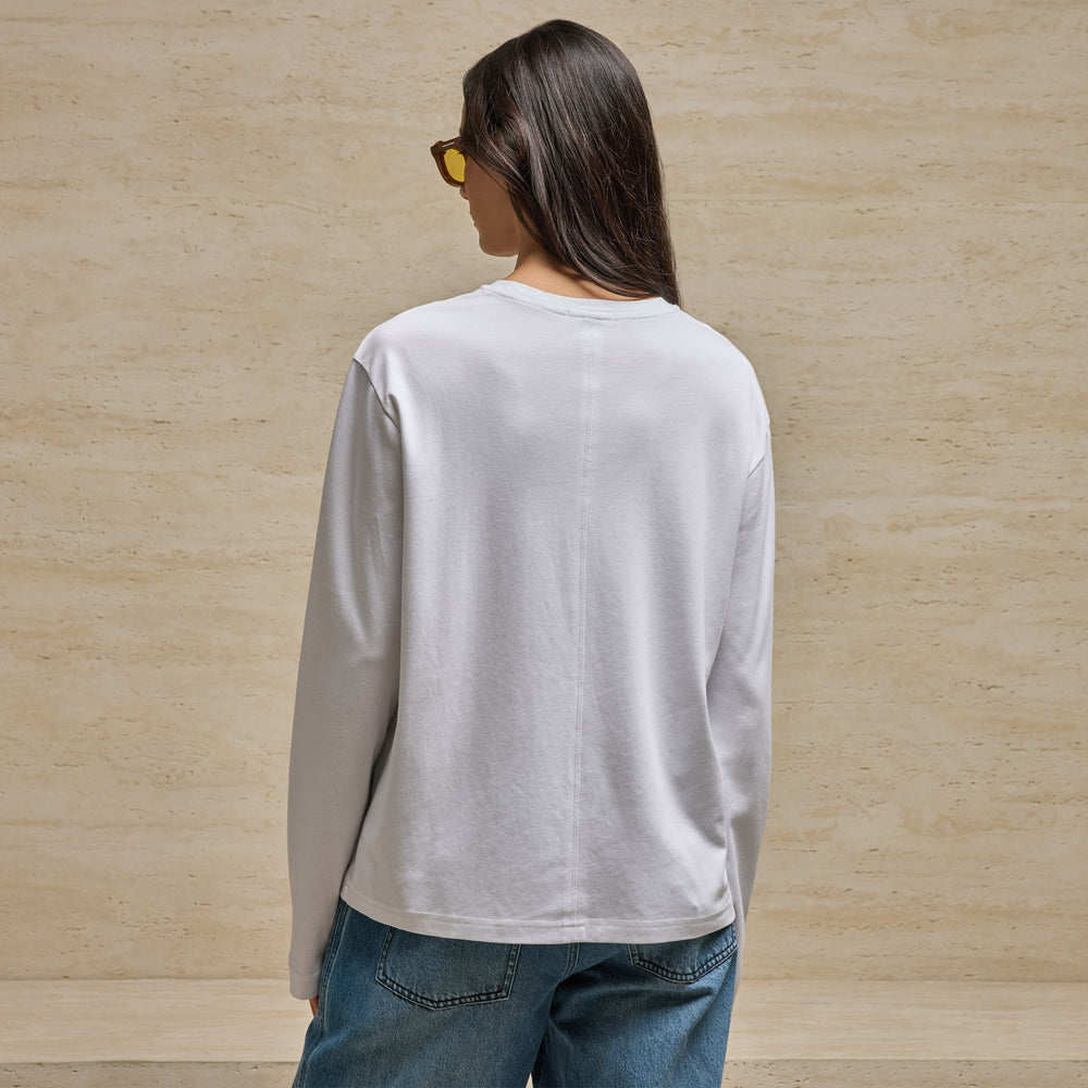 Cotton Jersey Long Sleeve Crew in White | James Perse Los Angeles