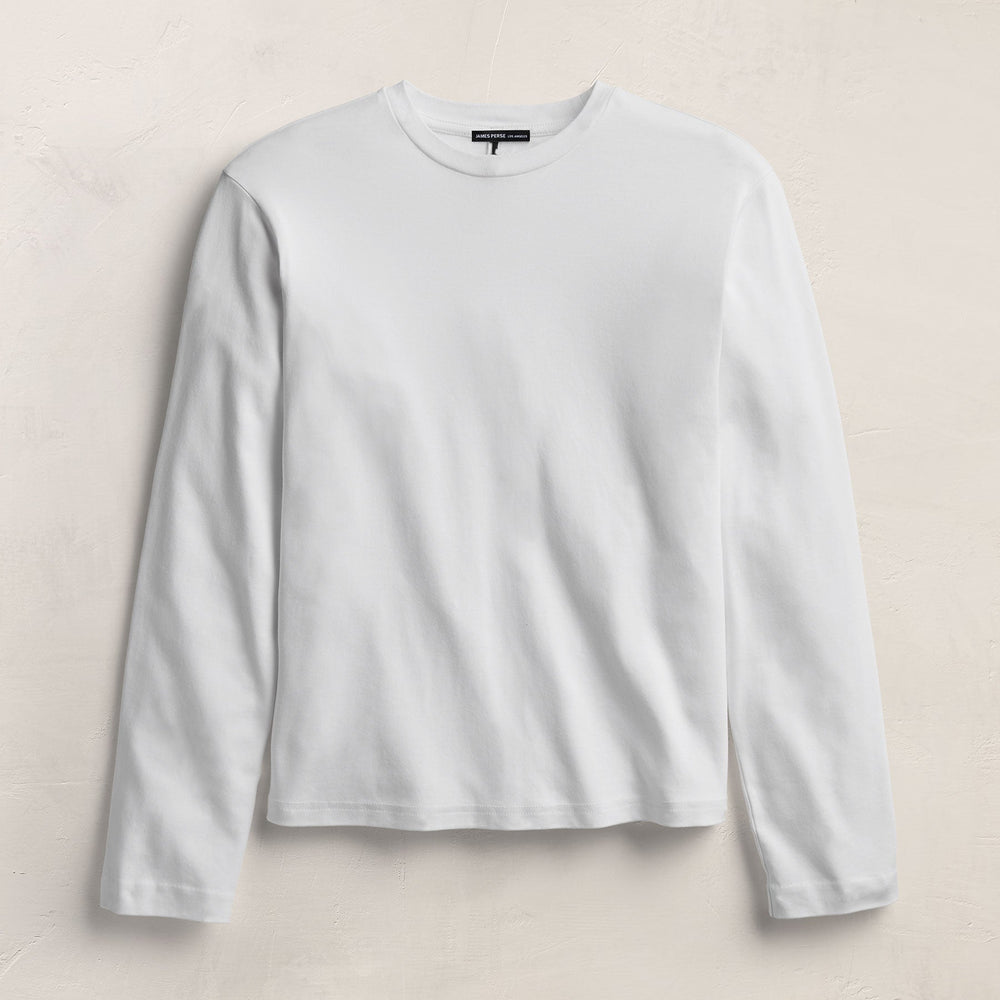 Cotton Jersey Long Sleeve Crew - White