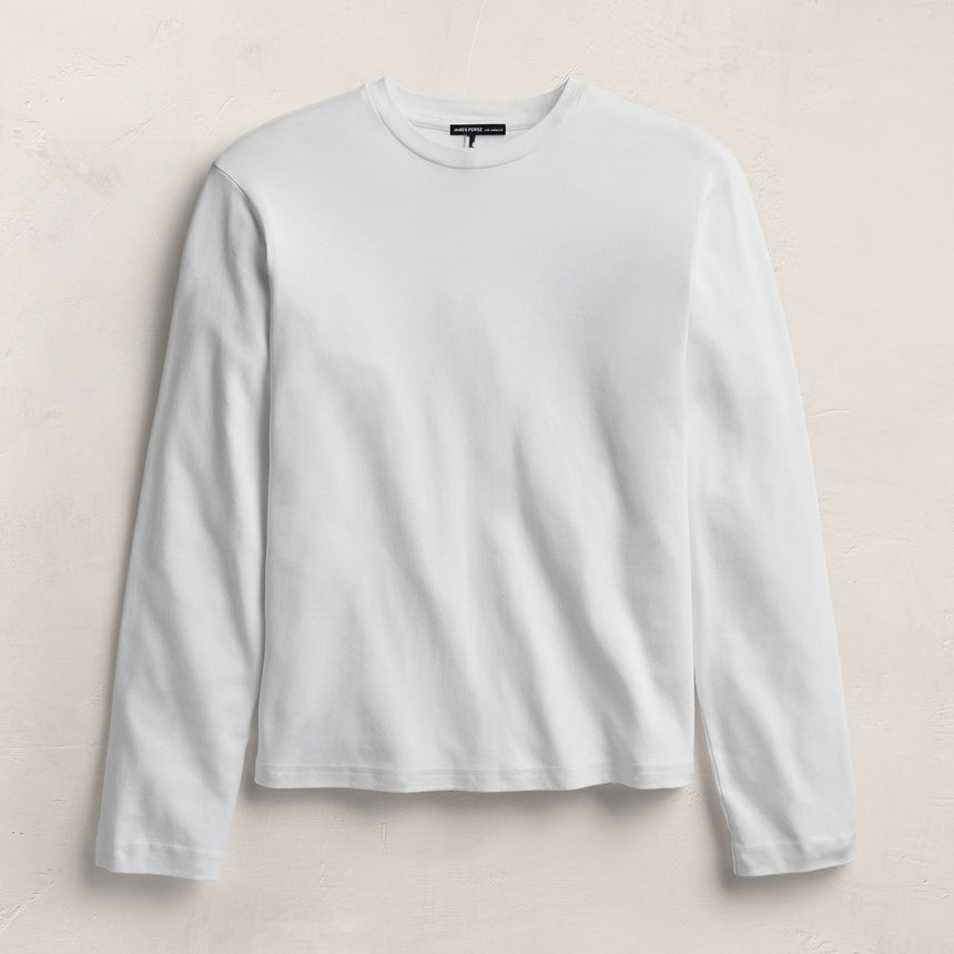 Cotton Jersey Long Sleeve Crew - White
