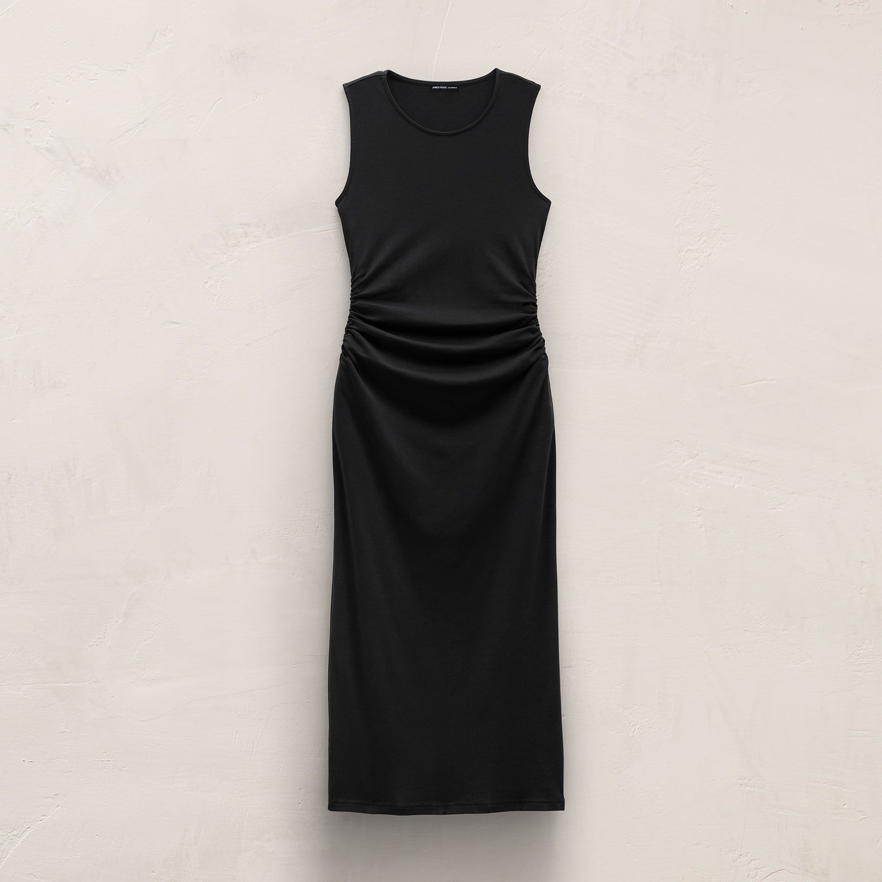 Shirred Waist Jersey Dress in Black | James Perse Los Angeles