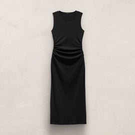 Shirred Waist Jersey Dress in Black | James Perse Los Angeles