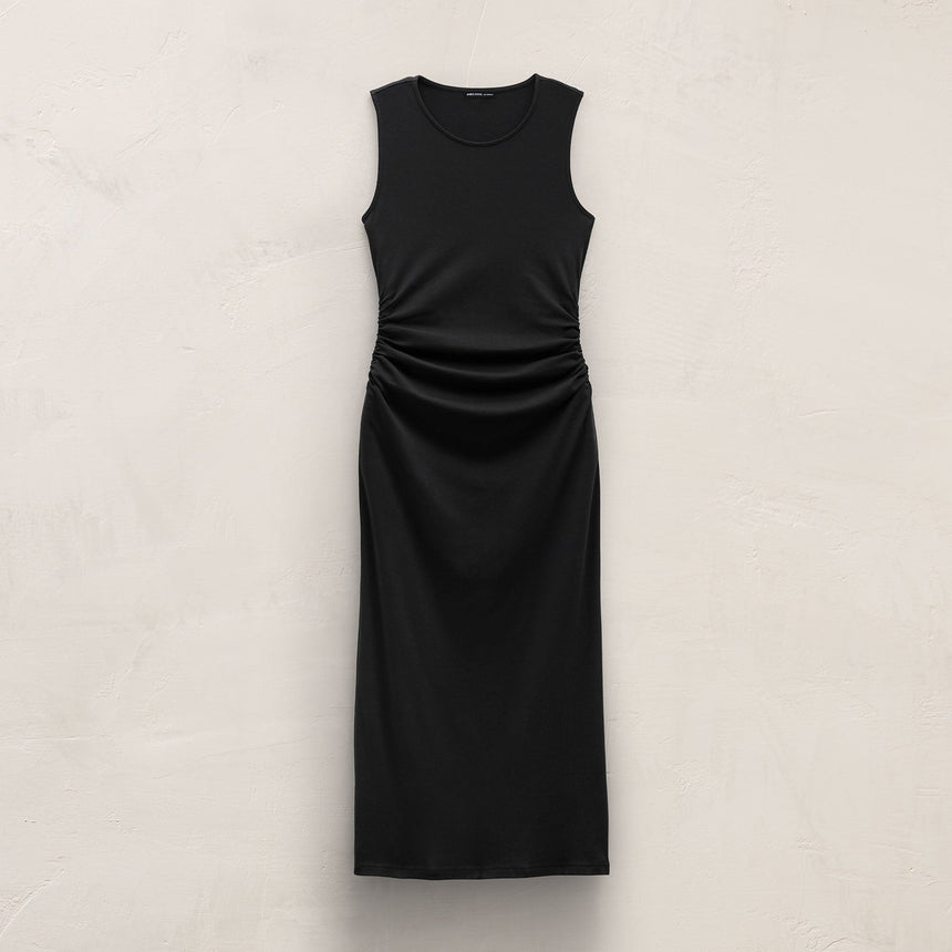 Shirred Waist Jersey Dress in Black | James Perse Los Angeles