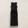 Shirred Waist Jersey Dress in Black | James Perse Los Angeles