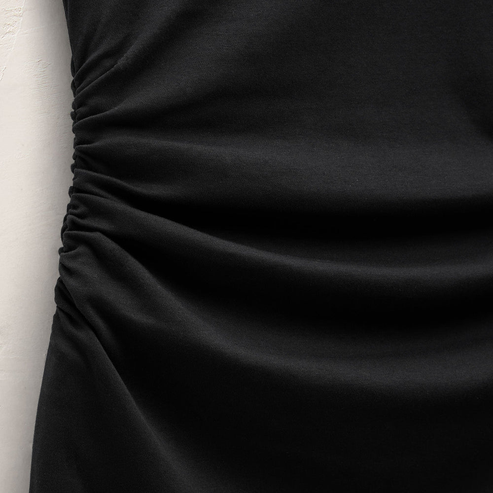 Shirred Waist Jersey Dress in Black | James Perse Los Angeles