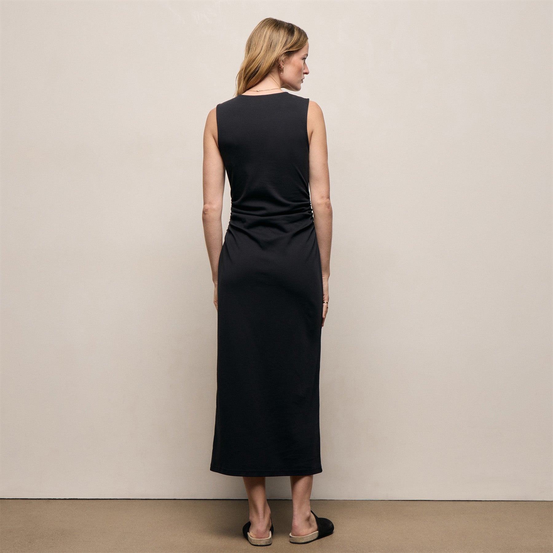 Cotton Cashmere Rib Keyhole Dress In Black | James Perse Los Angeles
