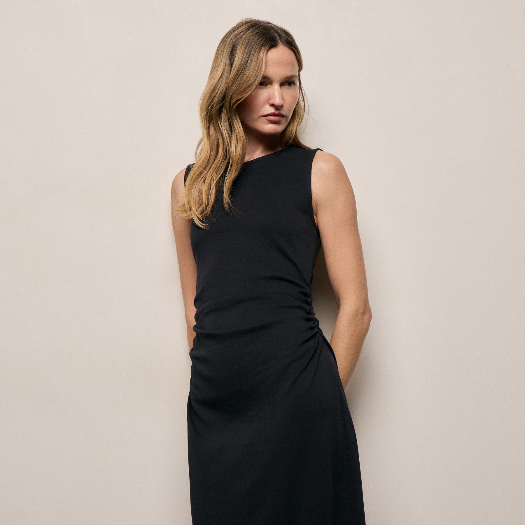 Cotton Jersey Tank Dress in Black | James Perse Los Angeles
