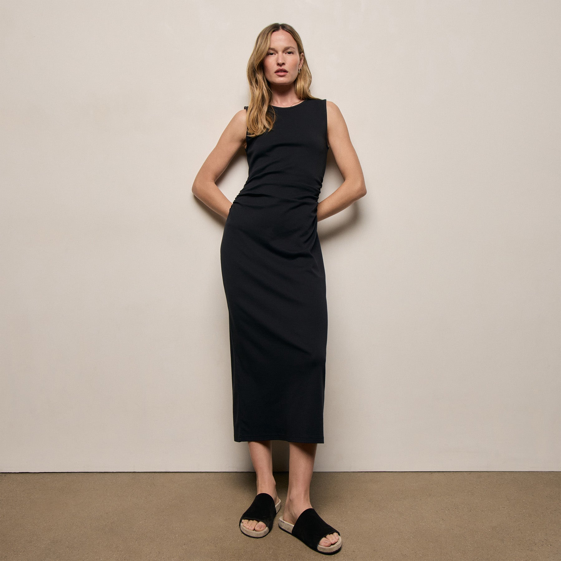Cotton Jersey Tank Dress in Black | James Perse Los Angeles