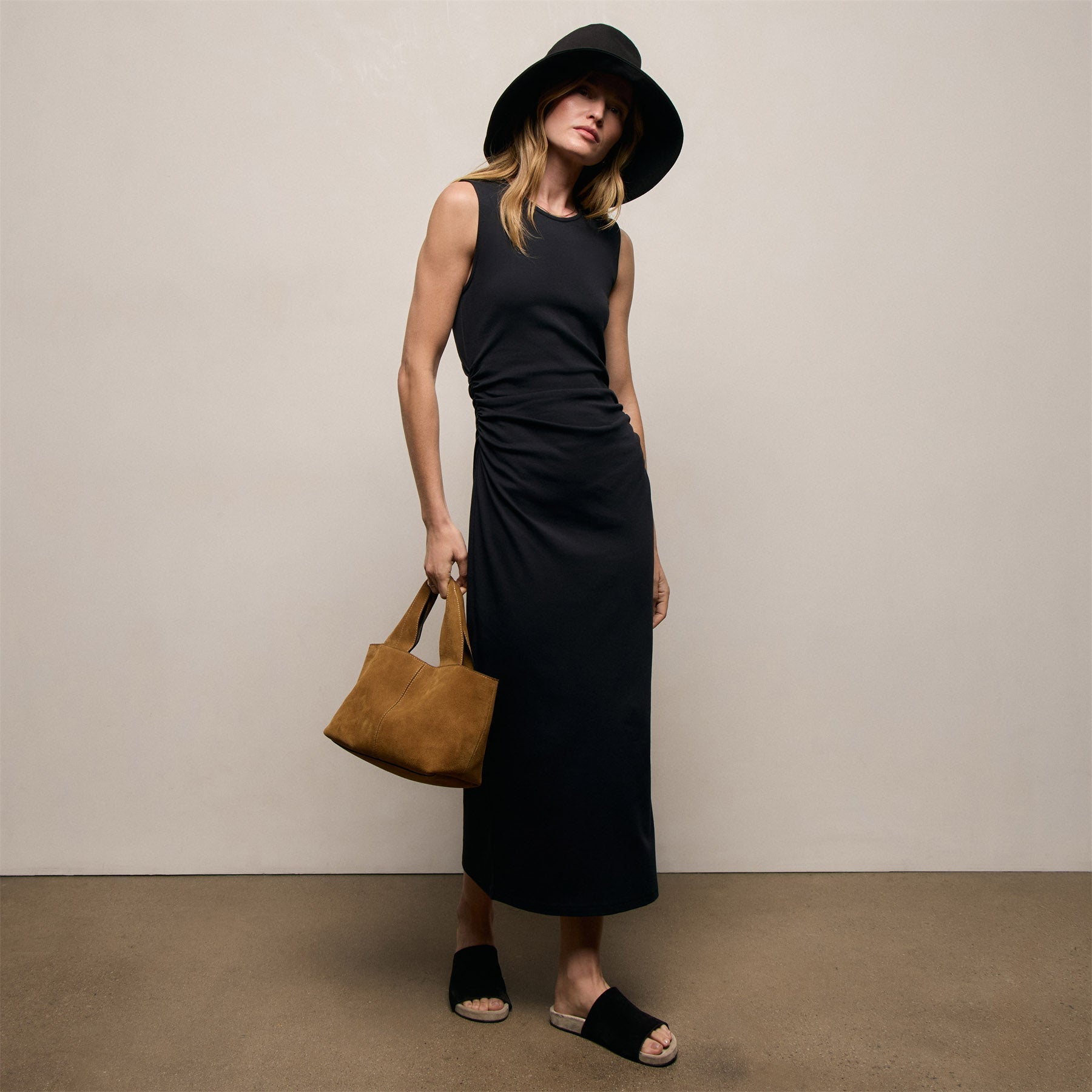 Cotton Jersey Tank Dress in Black | James Perse Los Angeles