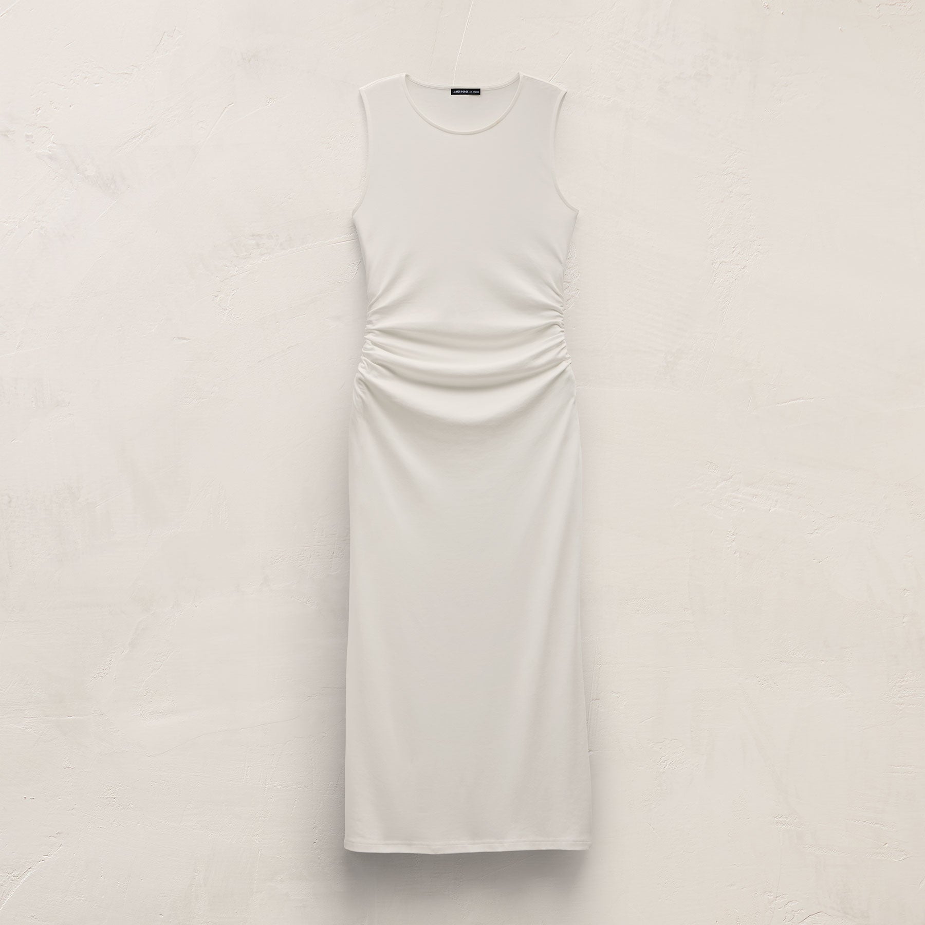 Shirred Waist Jersey Dress in Off White | James Perse Los Angeles
