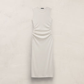 Shirred Waist Jersey Dress in Off White | James Perse Los Angeles