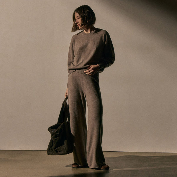 Spun Cashmere Wide Leg Pant in Warm Brown | James Perse Los Angeles
