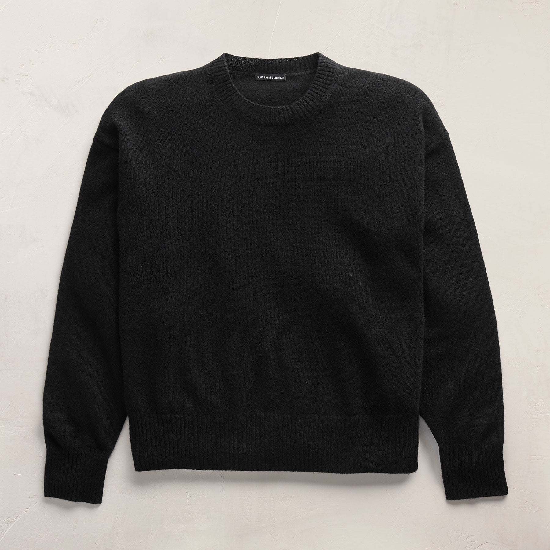 Spun Cashmere Crew Neck in Black | James Perse Los Angeles FLAT