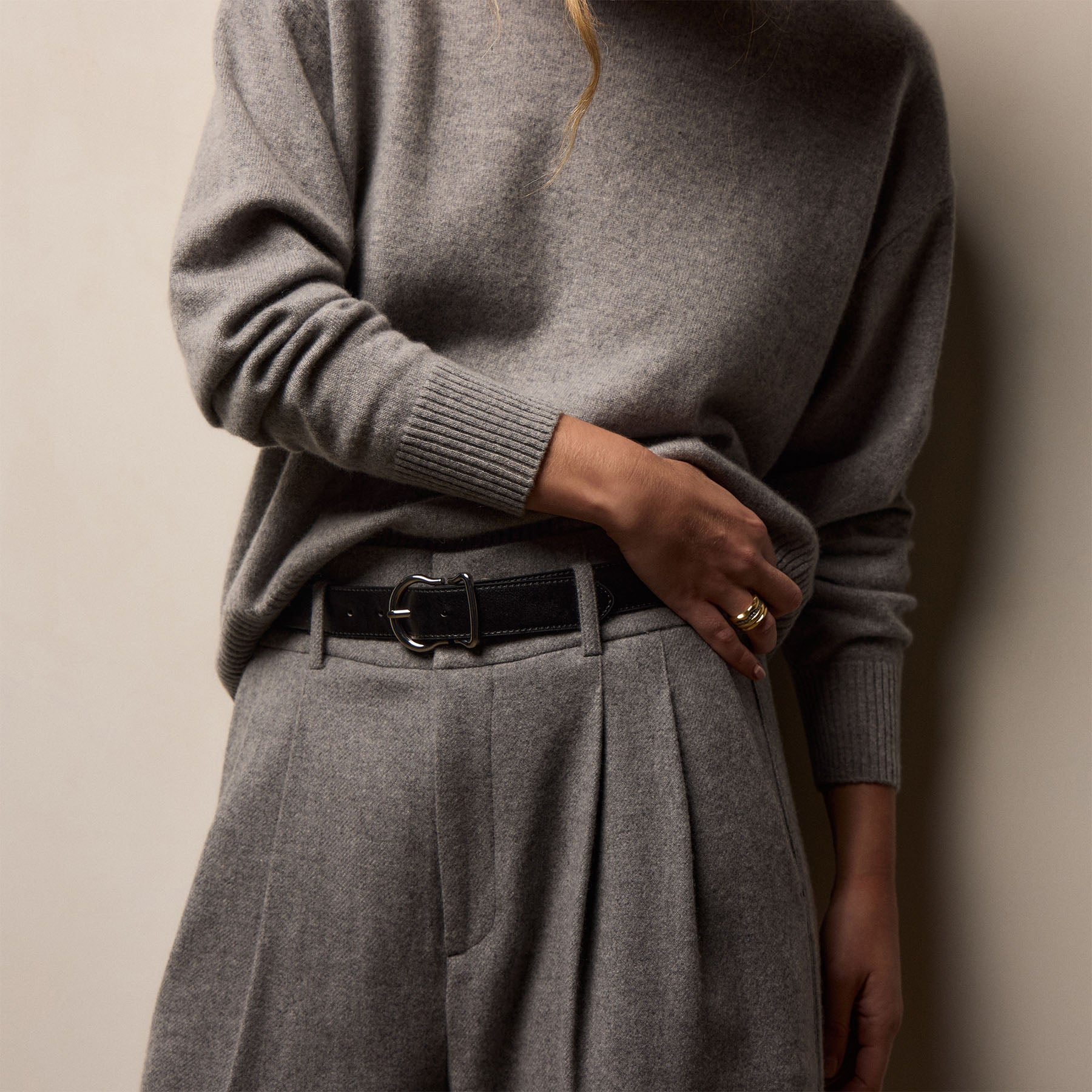 Spun Cashmere Crew Sweater - Heather Grey | James Perse Los Angeles