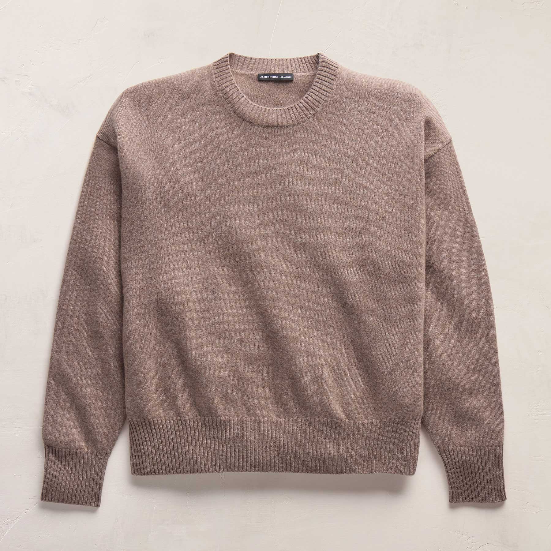 Spun Cashmere Crew Neck in Warm Brown | James Perse Los Angeles FLAT