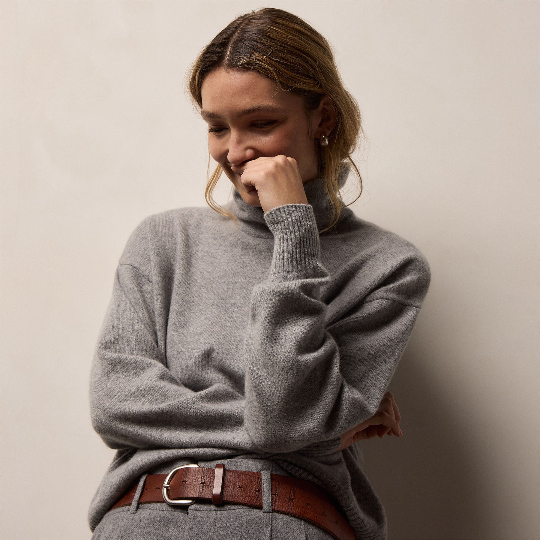 Spun Cashmere Funnel Neck Sweater