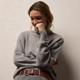 Spun Cashmere Funnel Neck in Heather Grey | James Perse Los Angeles