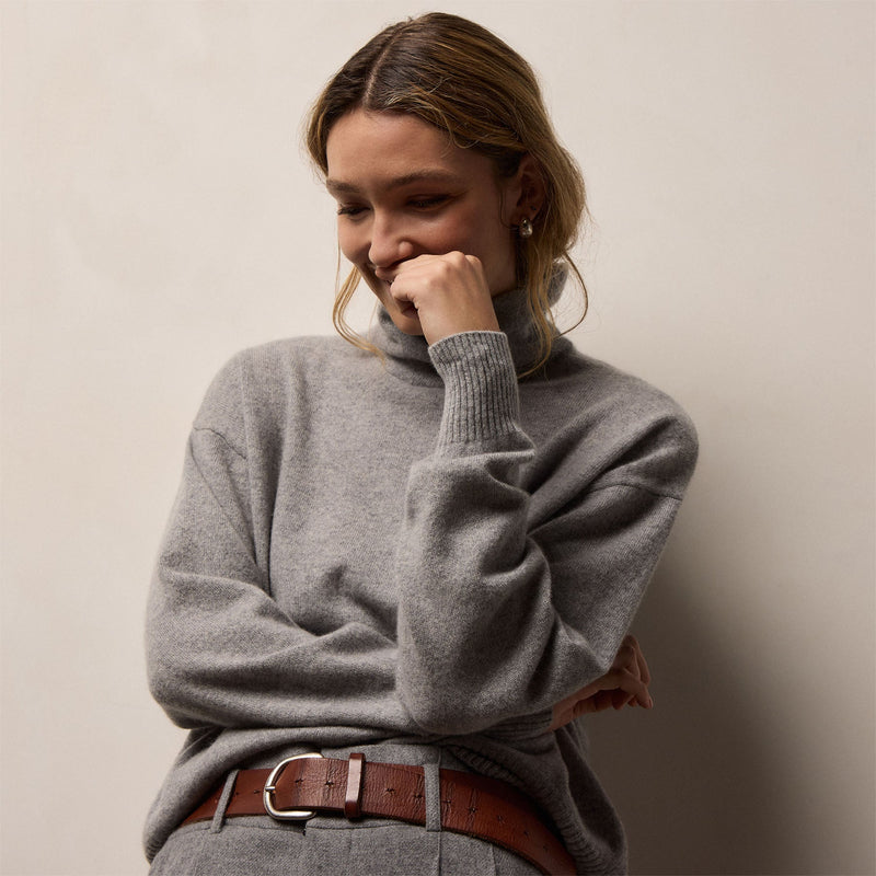 Spun Cashmere Funnel Neck in Heather Grey | James Perse Los Angeles