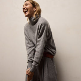 Spun Cashmere Funnel Neck in Heather Grey | James Perse Los Angeles
