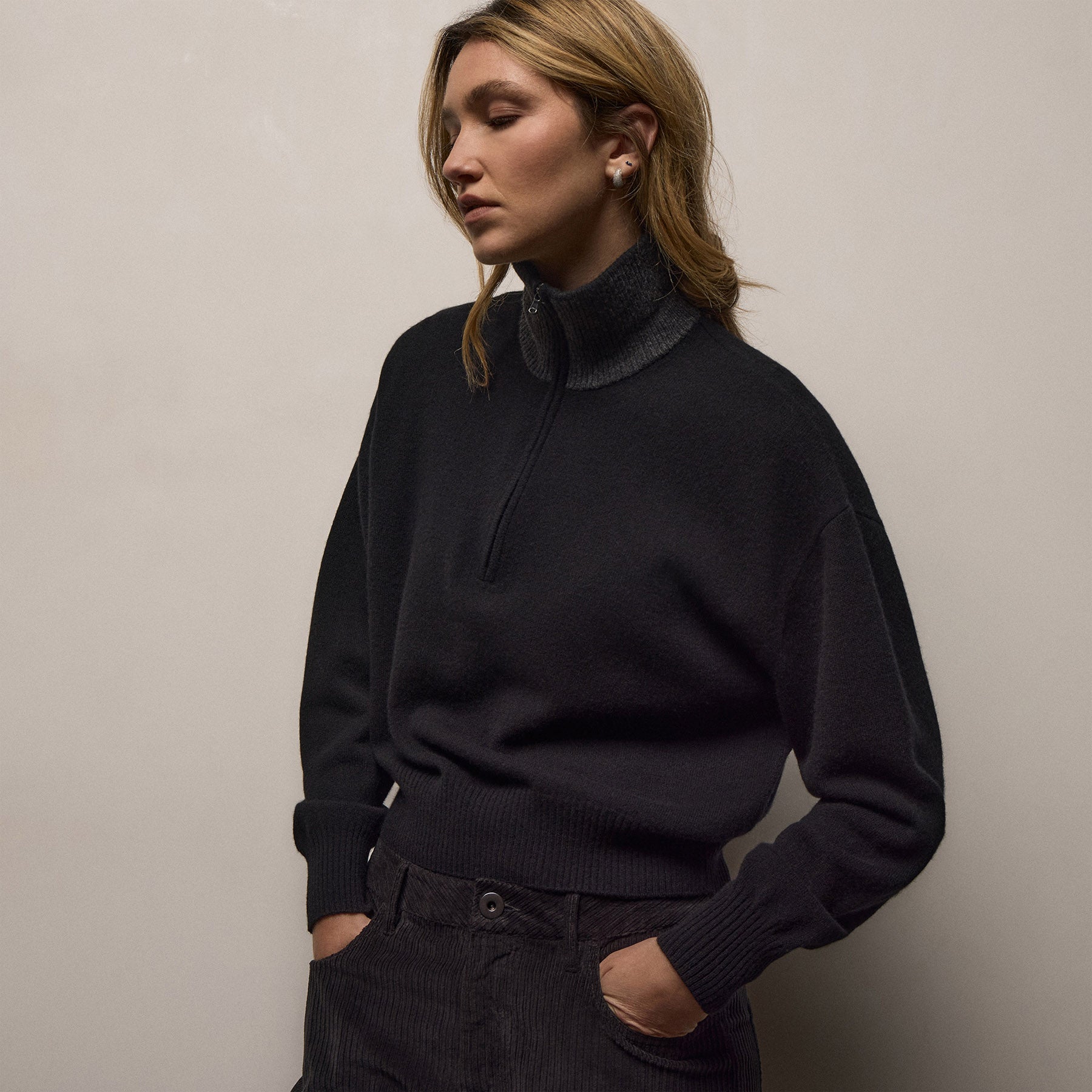 Italian Spun Cashmere Half Zip