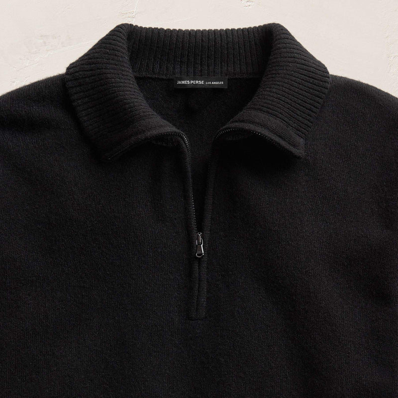 Italian Spun Cashmere Half Zip in Black/Anthracite | James Perse Los Angeles