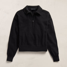 Italian Spun Cashmere Half Zip in Black/Anthracite | James Perse Los Angeles